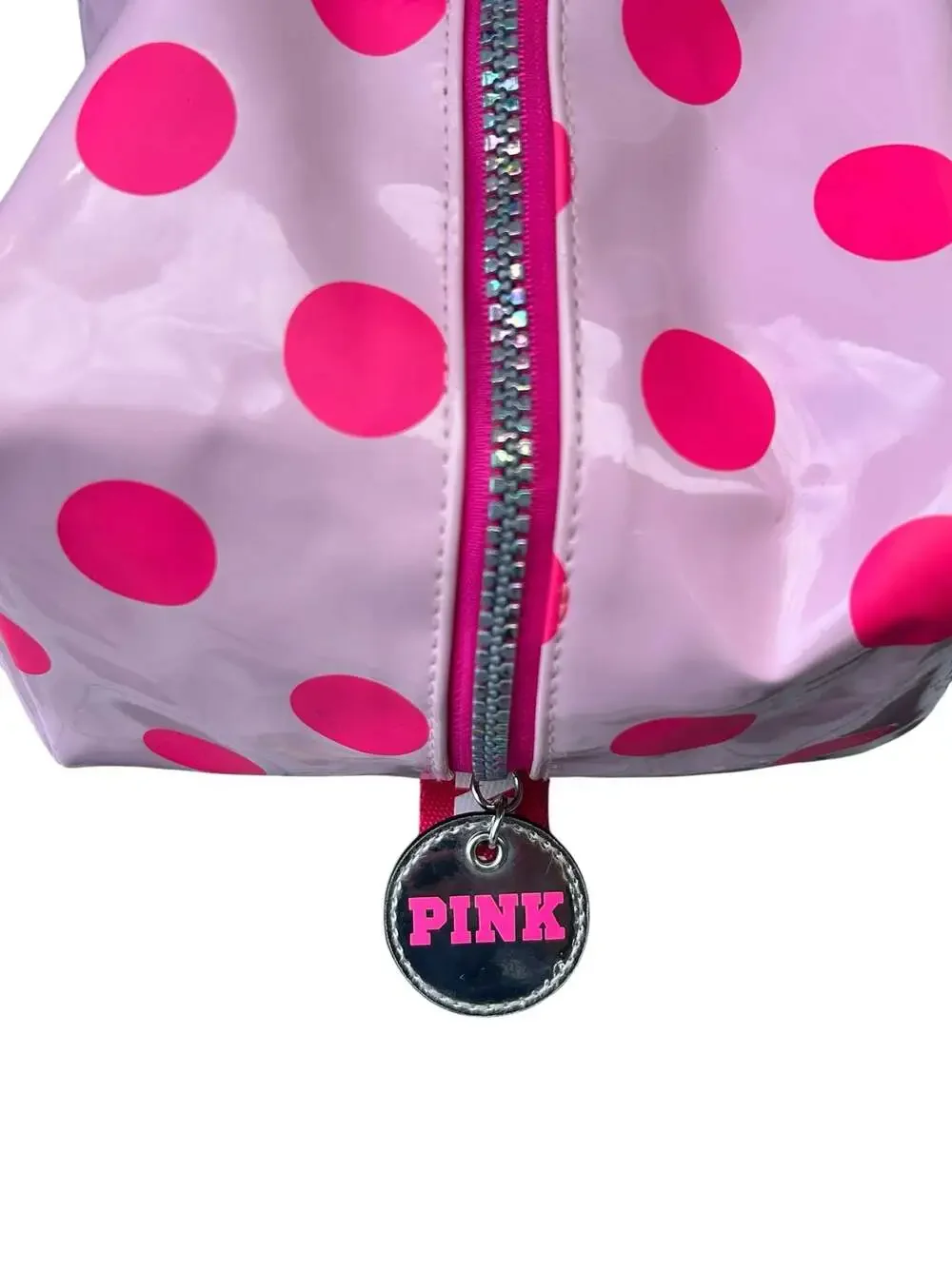Victoria's Secret PINK Pink Colored Polka Dot Cosmetic Toiletry Makeup Bag X60